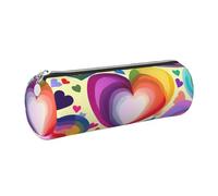 kurue Cuori nei colori dell'arcobaleno Caso di cuoio della penna del sacchetto sottile della matita del sacchetto di cancelleria bella borsa cosmetica portatile Zipper Organizer Bag