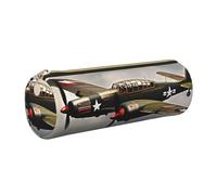 kurue Custodia per aeroplano della Seconda Guerra Mondiale in pelle Astuccio sottile Astuccio per matite Bella Borsa per cancelleria Borsa cosmetica portatile Borsa organizer con cerniera