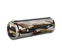 kurue Custodia per aeroplano della Seconda Guerra Mondiale in pelle Astuccio sottile Astuccio per matite Bella Borsa per cancelleria Borsa cosmetica portatile Borsa organizer con cerniera