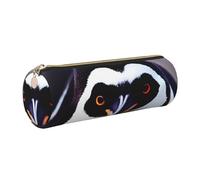 kurue Cute Penguin Head Case Leather Pen Bag Slim Pencil Pouch Lovely Stationery Bag Portable Cosmetic Bag Zipper Organizer Bag