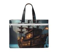 kurue Fantasy Pirate Nave 26,9 x 38,1 cm Borsa portatile 2 tasche con cerniera Grande capacità per documenti - ideale per dy e TravelWork,Stu