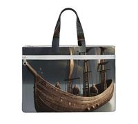 kurue Nordic Pirate Ship - Borsa portatile da 26 x 38 cm, con 2 tasche con cerniera, capienza generosa per documenti, ideale per dy e TravelWork,Stu