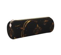 kurue Oro Nero Carta da Parati Caso di Cuoio Penna Sacchetto Sottile Matita Sacchetto Bella Cancelleria Sacchetto Cosmetico Portatile Zipper Organizer Bag