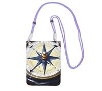 kurue Sailing Instruments - Piccola borsa a tracolla con stampa di strumenti a vela, borsa per cellulare, portafoglio con tracolla regolabile, da donna, Viola, Taglia unica