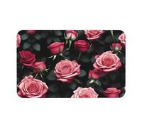 kurue Tappetino da bagno con stampa di rose e fiori di molti, grande, antiscivolo, ad asciugatura rapida, tappetino da bagno