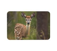 kurue Whitetail - Tappetino da bagno con stampa di cervo nella natura selvaggia con diatomacee, tappetino da doccia in gomma assorbente, per pavimento doccia, per bagno, antiscivolo