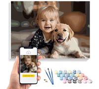 KURUMi 24/36/48 Colori - Kit Personalizzato per Dipingere con i Numeri per Adulti, Trasforma la Tua Foto in Quadri da Dipingere Numerati Unici: Famiglia, Animale Domestico o Persona Cara