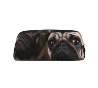 Kururi Carino Pet Pug Stampa Matita Caso Portatile Viaggio Trucco Bag Pen Pouch Organizer Box Per Ufficio Forniture Viaggio, Argento, Taglia unica