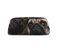 Kururi Carino Pet Pug Stampa Matita Caso Portatile Viaggio Trucco Bag Pen Pouch Organizer Box Per Ufficio Forniture Viaggio, Oro, Taglia unica