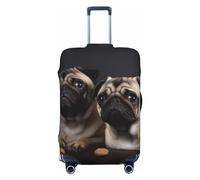 Kururi Carino Pet Pug Stampa Valigia Cover Personalizzata Viaggio Bagagli Copertura Trolley Caso di Viaggio Copertura di Protezione Dei Bagagli Adatto Per Viaggi di Lavoro Vi, Nero , M
