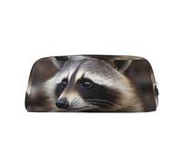 Kururi Carino Raccoon Stampa Matita Caso Portatile Viaggio Trucco Bag Pen Pouch Organizer Box Per Ufficio Forniture Viaggio, Argento, Taglia unica