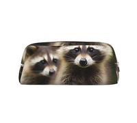 Kururi Carino Raccoon Stampa Matita Caso Portatile Viaggio Trucco Bag Pen Pouch Organizer Box Per Ufficio Forniture Viaggio, Oro, Taglia unica