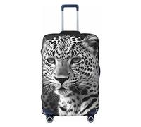 Kururi Copertura per valigia con stampa leopardata nera e bianca, copertura per valigie da viaggio, adatta per viaggi di lavoro da 45,7 a 81,7 cm, Nero , L