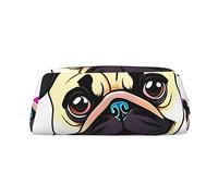 Kururi Divertente cartone animato Pug Puppy Dog Print Pencil Case Portatile Viaggio Trucco Bag Pen Pouch Organizer Box Per Ufficio Forniture Da Viaggio, Argento, Taglia unica