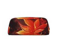 Kururi Fiammeggiante Fiore di Fuoco Stampa Matita Caso Portatile Viaggio Trucco Bag Pen Pouch Organizer Box Per Ufficio, Oro, Taglia unica
