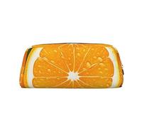 Kururi Fresca Arancia Frutta Stampa Matita Caso Portatile Viaggio Trucco Sacchetto Penna Del Sacchetto Dell'organizzatore Box Per, Oro, Taglia unica