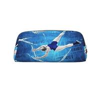 Kururi Ginnastica Blu Stampa Matita Caso Portatile Viaggio Trucco Sacchetto Penna Del Sacchetto Dell'organizzatore Box Per Forniture, Oro, Taglia unica
