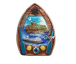 Kusadasi Turchia magnete 3D per frigorifero a forma di barca per casa e cucina, decorazione magnetica adesiva per frigorifero in Turchia Kusadasi, regalo di souvenir