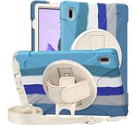 KUSEZJK Custodia Samsung Galaxy Tab S7 Fe 12.4 T730 T735 T736B T736N, Resistente Antiurto PC Duro 360 Gradi Cavalletto Rotante e Tracolla, Silicone Protezione Cover per Famiglia/Bambino/Ufficio/Auto