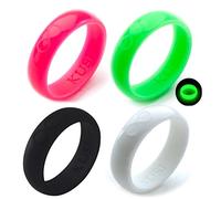 KUSI Fede nuziale in silicone, da donna, x221E, anello di promessa infinito verde o blu che si illumina al buio, nero e altro ancora. Elegante, confortevole, sicuro e durevole, per uso esterno e