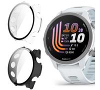 KUSINHOKA Cover per Garmin Forerunner 70/Forerunner 170, [2 Pezzi] Custodia Protezione con Vetro Temperato, Schermo Protettiva Ultra Sottile HD Clear PC Rigida Cover, Nero + Trasparente