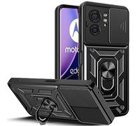 KUSINHOKA Cover per Motorola Edge 40 con Staffa, [Protezione Fotocamera Slide] Anti-Graffio Custodia in Silicone e PC, [Grado Militare] Bumper Case Protettiva Cover per Motorola Edge 40, Nero