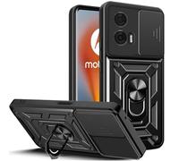 KUSINHOKA Cover per Motorola Edge 50 Fusion con Staffa, [Protezione Fotocamera Slide] Anti-Graffio Custodia in Silicone e PC, [Grado Militare] Protettiva Bumper Cover per Moto Edge 50 Fusion, Nero