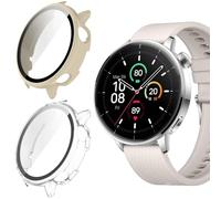 KUSINHOKA Cover per Oppo Watch X2 Mini/Oneplus Watch 3 43mm, [2 Pezzi] Custodia Protezione con Vetro Temperato, Schermo Protettiva Ultra Sottile HD Clear PC Rigida Cover, Bianco + Trasparente