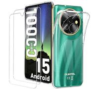 KUSINHOKA Cover per Oukitel C59/Oukitel C59 Pro + [2 Pezzi] Pellicola Vetro Temperato, Morbido Silicone [Antiurto] Custodia, Leggero [Anti-Graffio] TPU Trasparente Protettiva Custodia