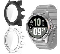 KUSINHOKA Cover per TicWatch Atlas, [2 Pezzi] Custodia Protezione con Vetro Temperato, Schermo Protettiva Ultra Sottile HD Clear PC Rigida Cover per TicWatch Atlas, Nero + Trasparente