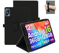 KUSINHOKA Custodia Compatibile con Doogee Tab G6 PRO 12 Pollici, Leggero Pelle PU Protettiva Cover con Cinturino da Polso, Tablet Custodia Magnetico con Funzione di Supporto, Nero