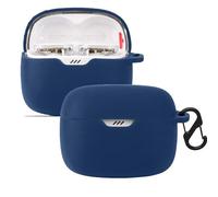 KUSINHOKA Custodia Compatibile con JBL Tune Buds 2, Cover Protezione in Silicone con Gancio Portachiavi, Morbido Antiurto Portatile Custodia Protettiva [Ricarica Wireless], Blu