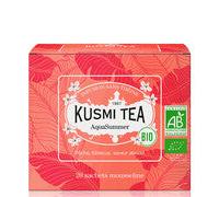 Kusmi Tea - AquaSummer (Bio) - Infuso di una miscela di ibiscus e frutta gusto pesca e albicocca - Scatola da 20 bustine
