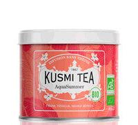 Kusmi Tea - AquaSummer - Miscela di Ibisco Al Sapore di Pesca e Albicocca - Infuso Biologico Senza Teina - Da Gustare Caldo o Freddo - Scatola di Tè da 100g - Quantità per circa 50 tazze