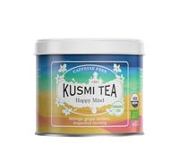 Kusmi Tea - Happy Mind - Miscela di Piante, Spezie e Aroma di Mela al Gusto di Frutto del Drago e Limone - Tisana Biologica Senza Teina - Tè in Foglie Sfuse - Scatola di Tè da 90g per circa 50 tazze