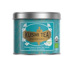 Kusmi Tea - Label Impérial Bio - Miscela Aromatizzata di Tè Verde Biologico, Arancia, Cannella e Spezie - Tè in Foglie Sfuse - Scatola di Tè da 100g - Quantità per circa 50 tazze