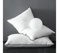 KUSNUG Cuscino in Piuma D'oca 80x80 set di 1, Imbottitura in Piume e Piumino di Alta Qualità, Tessuto 100% Cotone Biologico, Cuscini Ergonomici a 3 Camere per Hotel, Guanciale Letto Matrimoniale