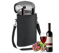 Kustimantu Borsa termica per bottiglia di vino,borsa termica per il trasporto 2 bottiglie, impermeabile con tracolla regolabile e maniglia - per viaggi pic-nic, golf, uomini birra, whisky