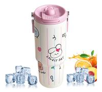 Kustimantu Bottiglia d'acqua isolata con paglia, bottiglia d'acqua in acciaio inox con paglia - bottiglia in acciaio inox | 31 oz tazza termale, deliziosa tazza da viaggio con manico per bevande caffè