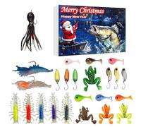 Kustimantu Calendario dell'Avvento per pescatori nel 2025, 24 giorni, esca da pesca per Natale 2025, calendario di Natale per l'avvento, per uomini, marito, papà, pescatore, amico viaggio e