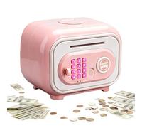 Kustimantu Cassaforte ATM per,ATM con distributore di monete e banconote - Codice segreto e accesso tramite impronta digitale - per risparmio e conteggio 3-12 Anni Ragazzi Ragazze