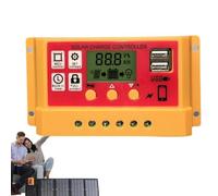 Kustimantu Controller a batteria solare, comandi di ricarica per pannelli solari, 12 V/24 V, regolatore intelligente con LCD regolabile, doppia porta USB, impostazioni timer per esterni,