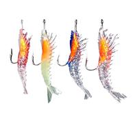 Kustimantu Esche da artificiali, set di 4 esche di simulazione con gancio: imitazione di gamberetti luminosi, esche artificiali che affondano lentamente, per la per tutti gli