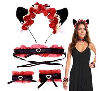 Kustimantu Fascia per orecchie di gatto, Fascia per capelli per orecchie di gatto per ragazze,Cuffie per orecchie da gatto con campane | PER COSTUME REGOLABILI PER BAND DI CORTURA