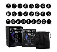 Kustimantu Gioco Di Rune - 25 Pietre con simboli incisi dell'alfabeto - Forniture Spirituali di con un sacchetto, progettate per la Guida Personale, il Lavoro Energetico, la Cerimonia e