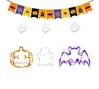 Kustimantu Illuminazione di Halloween per finestra | 3 pezzi luci a LED con ventose - decorazione di Halloween per interni esterni finestra camera da letto soggiorno giardino