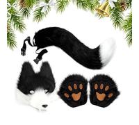 Kustimantu Kit Cosplay Lupo | Costume Finto Lupo | Costume Animale Donna per Party Carnevale Natale | Travestimento Role Play Sfilata Maschera