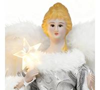 Kustimantu Per La Cima Di Albero Di Natale | Ciondoli Di Angelo Di Natale Con Stella, Piccoli Per La Parte Di Albero | Per Interni ed Esterni Festa Camera Da Incontri Festivi Eventi Finestra