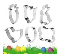 Kustimantu Piccoli Stampini per Biscotti | Stampo Antiaderente a Forma di Personaggi | Set da 6 Stampini Pasquali in Acciaio Inossidabile - Per Cucina, Dolci, Torte, Cioccolato, Caramelle e Feste