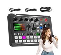 Kustimantu Scheda audio con effetti mixer DJ e cambia voce, mixer audio professionale - Attrezzatura per studio di produzione podcast - 7 modalità di registrazione, 4 modalità di